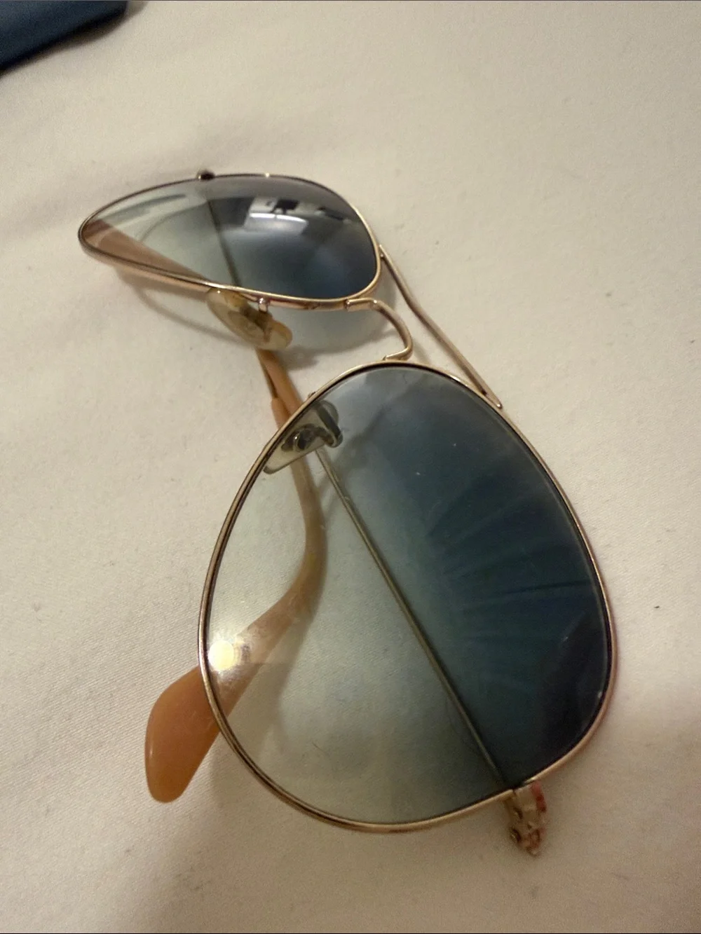 Ray-Ban Blue Gold Aviators Pouch with Snap Closure